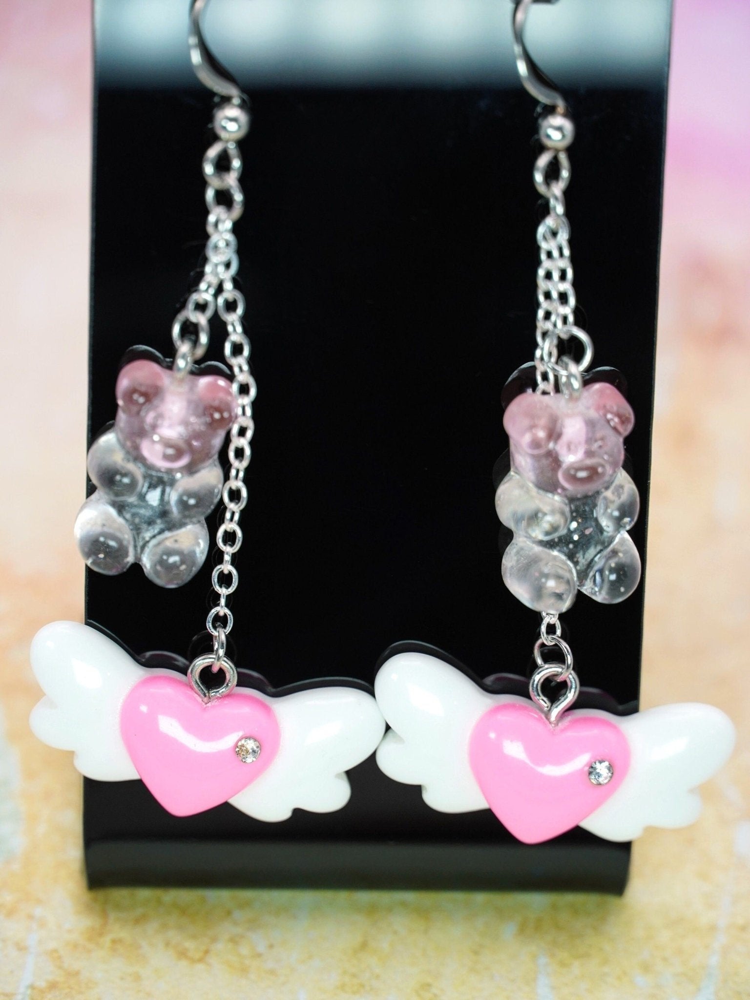 Magic Girl Earrings with Gummy Bears, Magic Girl Japan Earrings, Harajuku Kawaii Earrings, Gift for Girlfriend, Anime Girl Earrings - Dekowaii Jewelry Company