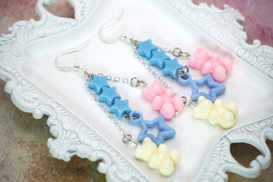 Gummy Bear Star Earrings, Trans Pride Jewelry