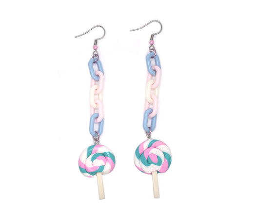 Trans Pride Lollipop Earrings, Pride Month, Ally LGBT Candy Earrings