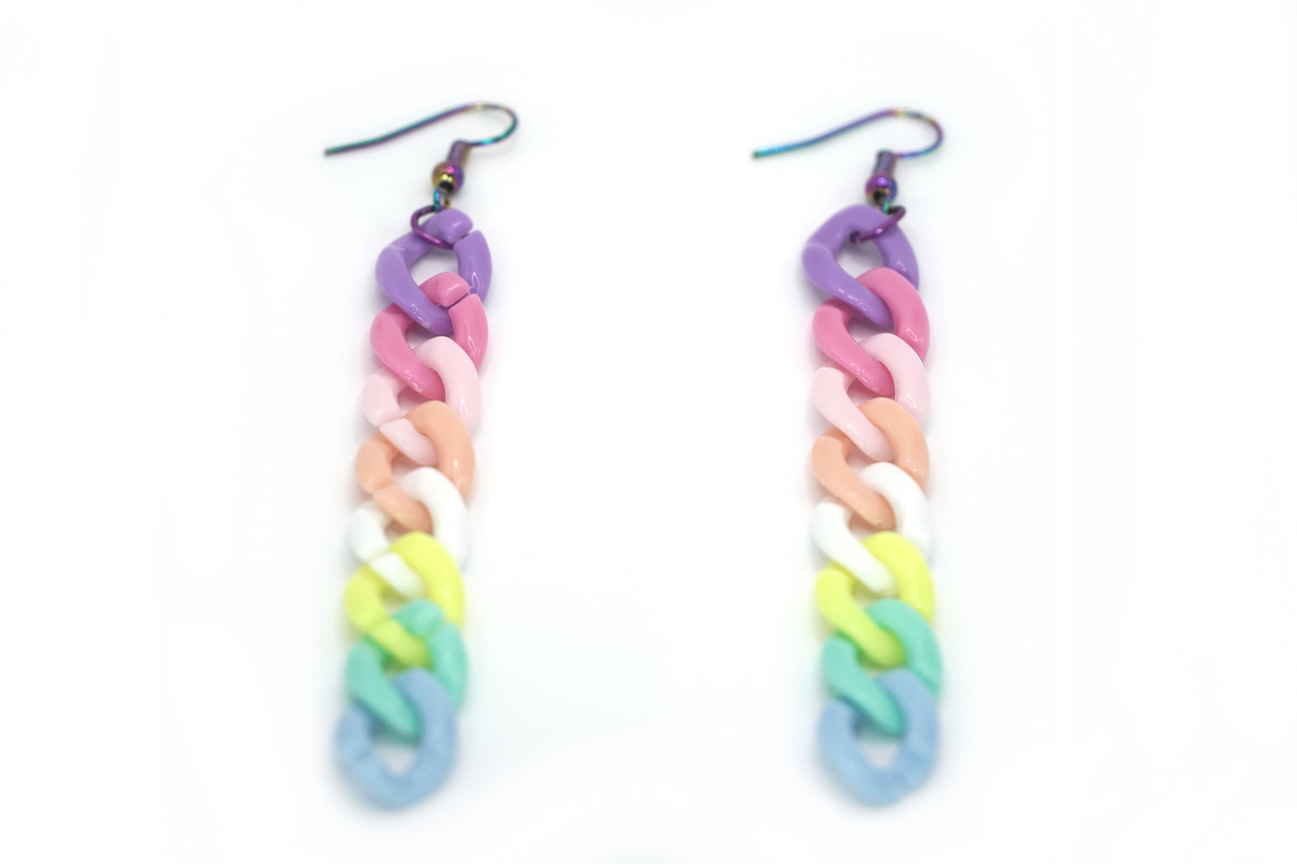 Rainbowcore Pastel Earrings, Chain Drop Earrings, LGBTQ Pride Jewelry