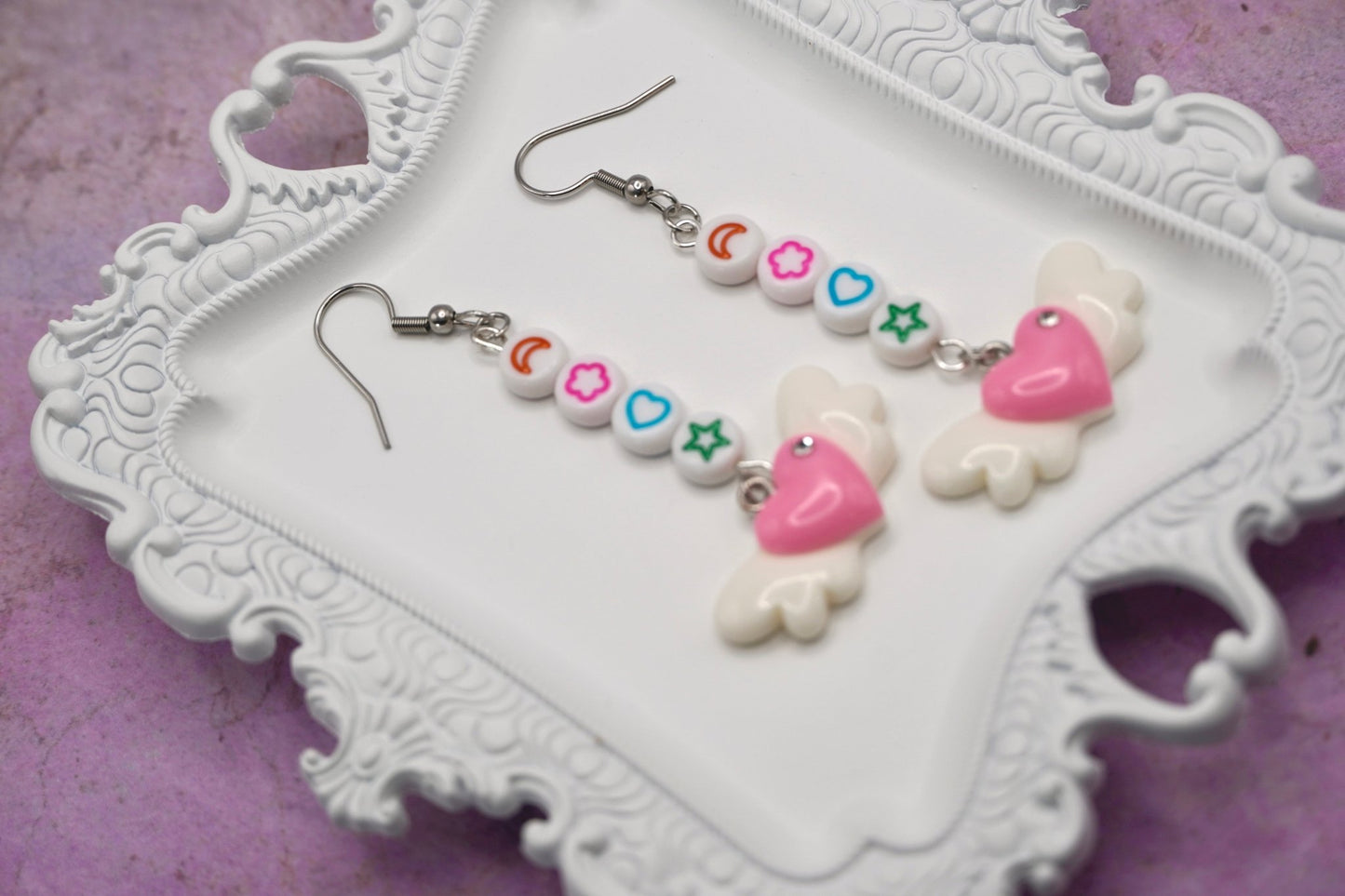 Magic Girl Heart Wing Earrings - Dekowaii Jewelry Company