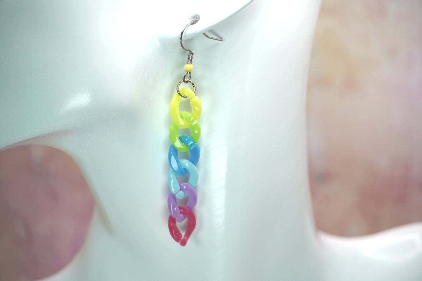 Rainbow Chain Earrings, Pride Month Jewelry, LGBTQ Pride Earrings - Dekowaii Jewelry Company