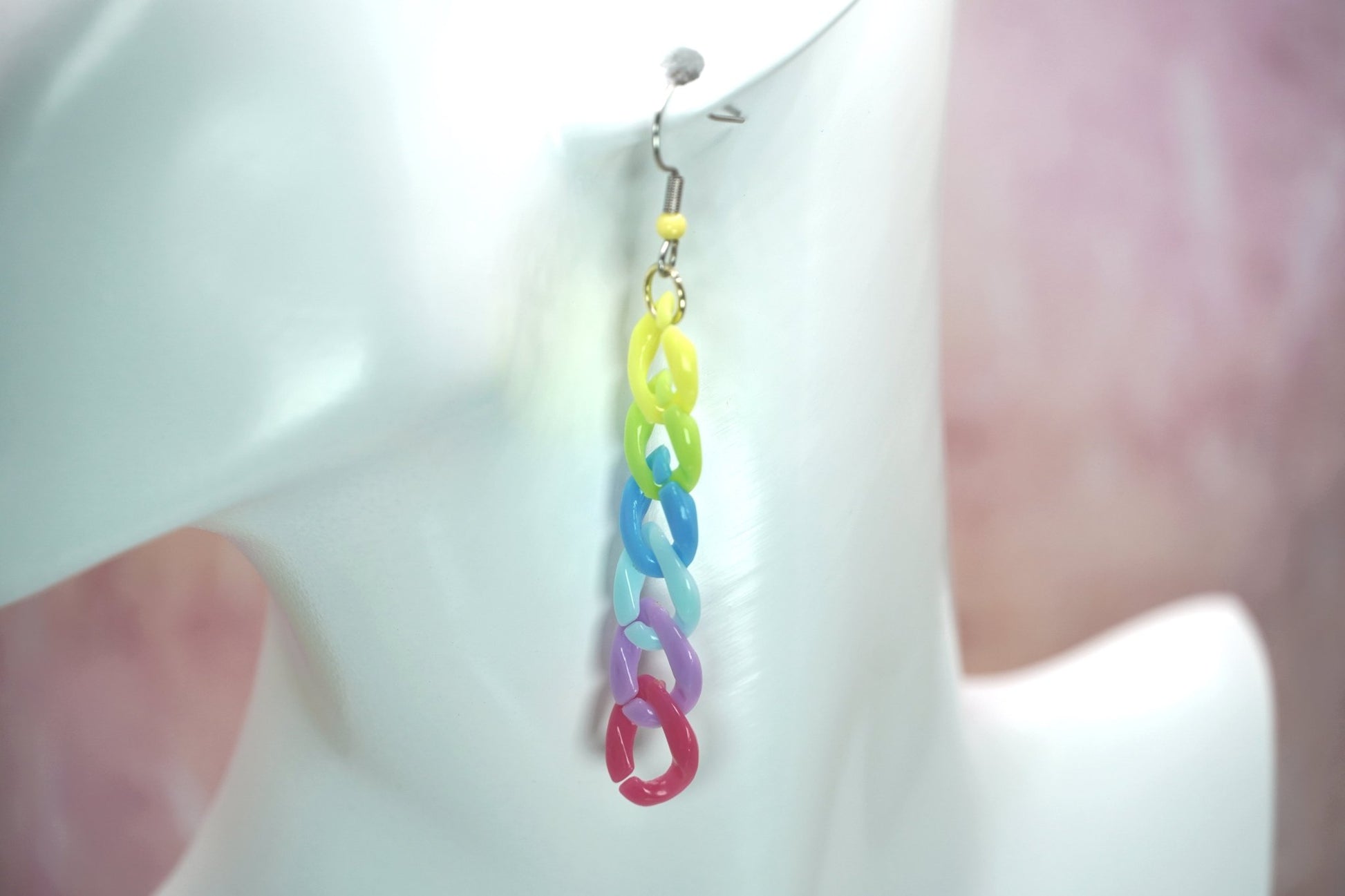 Rainbow Chain Earrings, Pride Month Jewelry, LGBTQ Pride Earrings - Dekowaii Jewelry Company