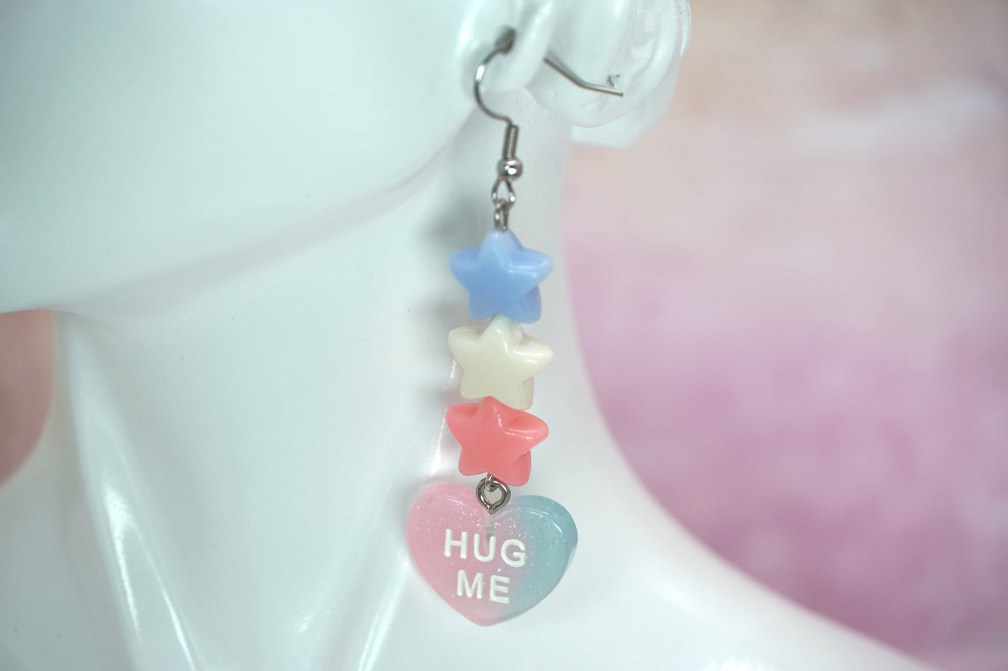 Trans Pride Hug Me Conversation Heart Earrings, LGBTQ Pride Month - Dekowaii Jewelry Company