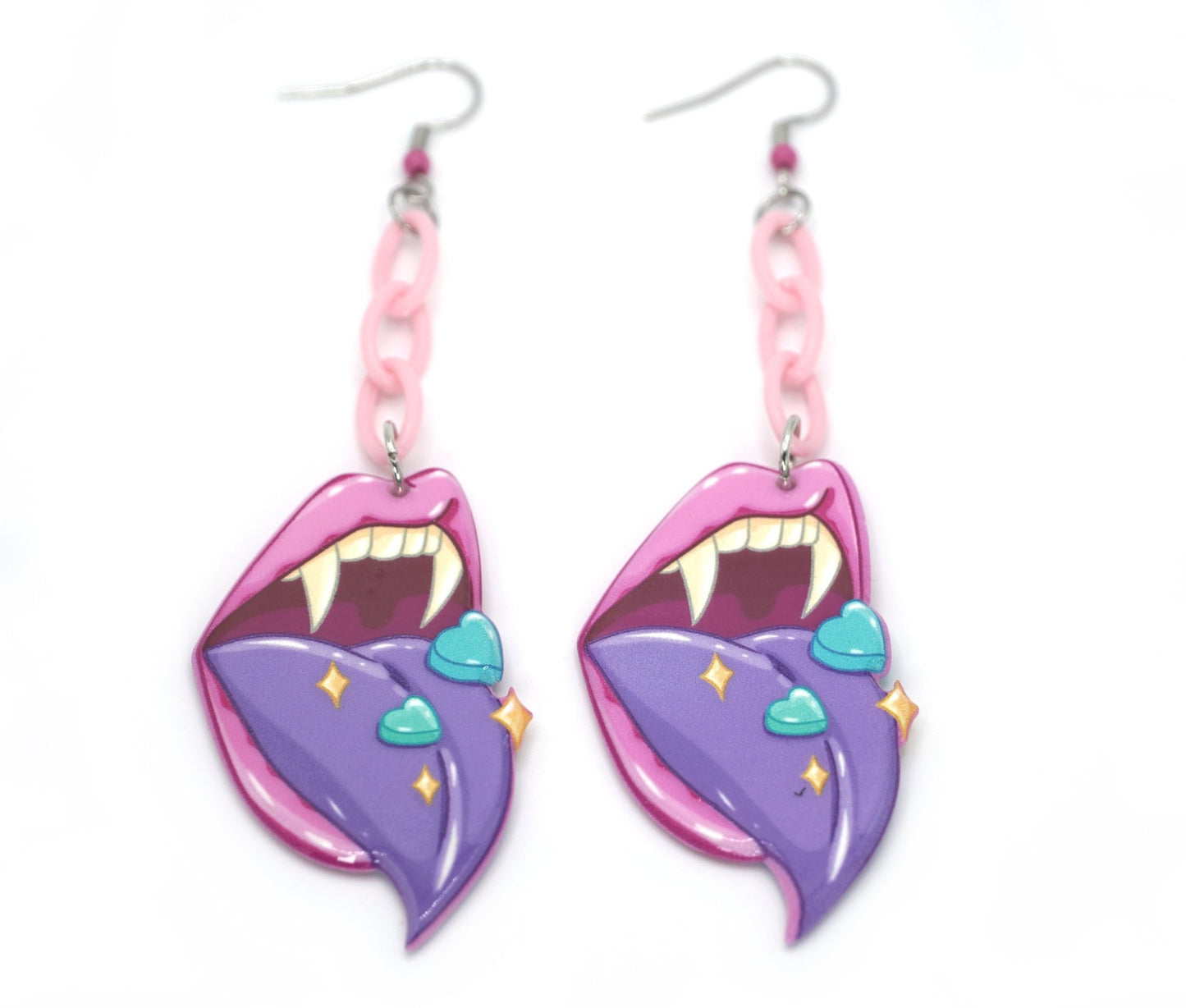 Vampire Mouth with Candy Pills Earrings, Pastel Goth Harajuku Jewelry - Dekowaii Jewelry Company