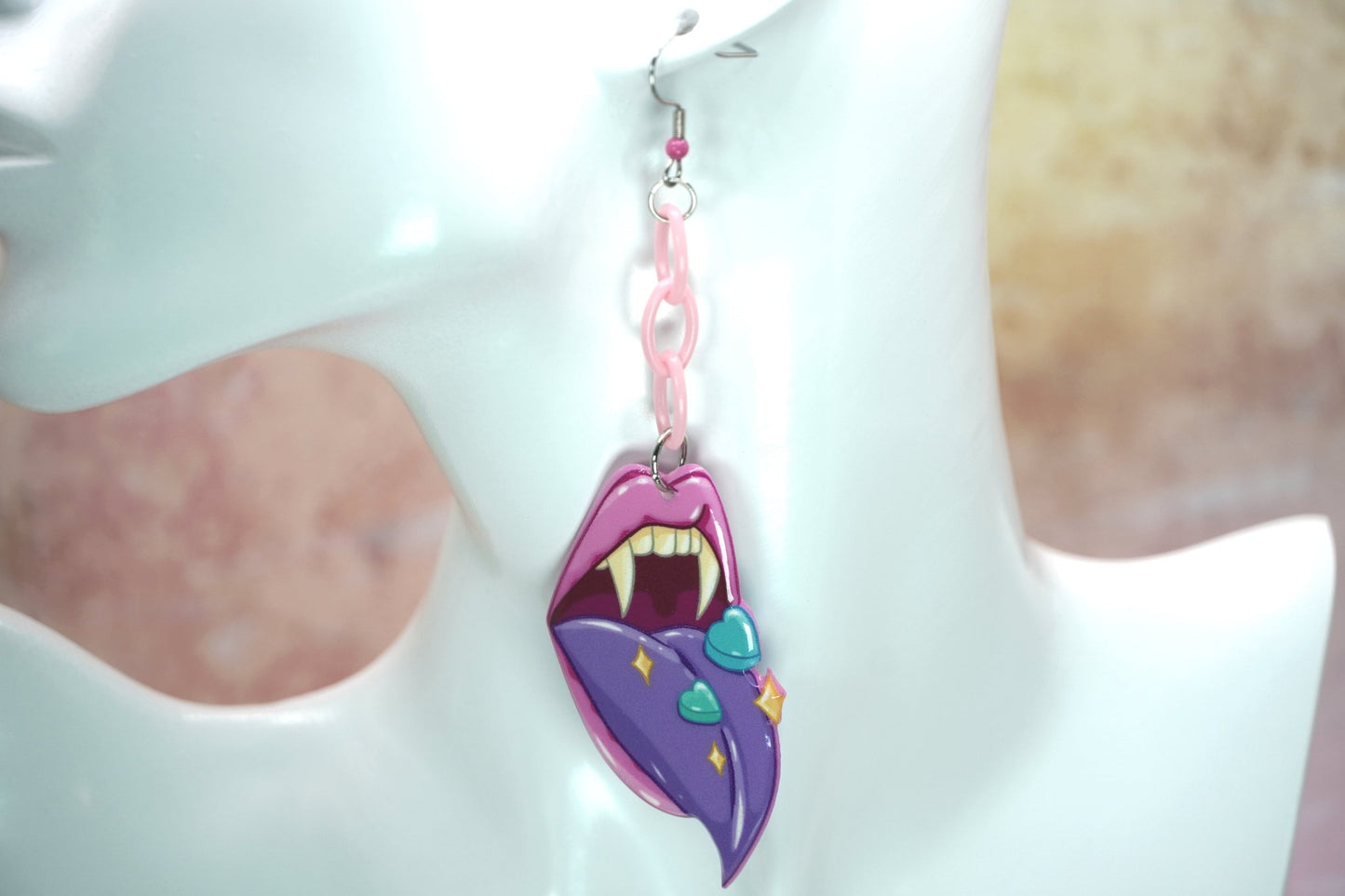 Vampire Mouth with Candy Pills Earrings, Pastel Goth Harajuku Jewelry - Dekowaii Jewelry Company